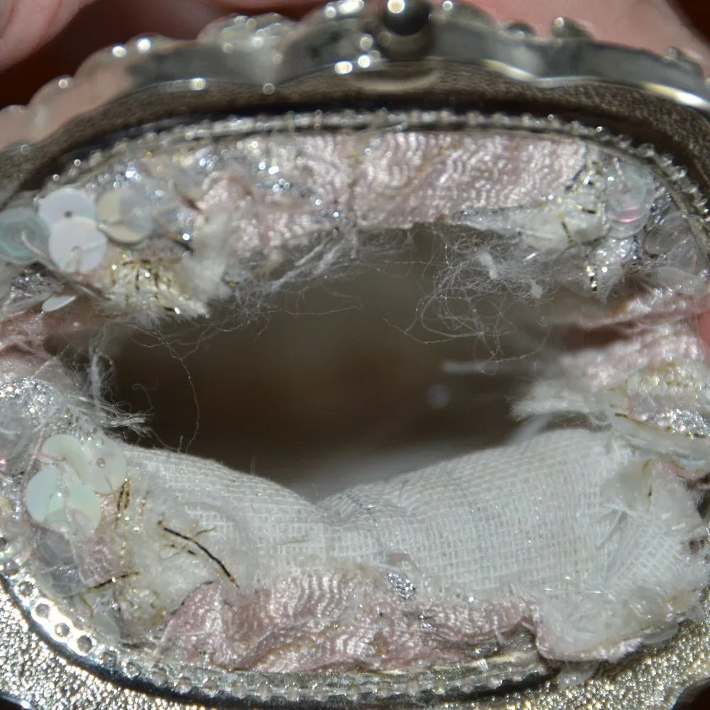VERY RARE STATEMENT HAUTE COUTURE SIMAN TU PINK PEARL CRYSTAL EVENING BAG CLUTCH